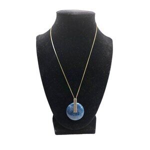 Rare Blue Fossilized Coral Sterling Necklace Artisan Modernist Natural Statement
